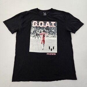Messi G.O.A.T. Black Short Sleeve Cotton T-Shirt Men's XL